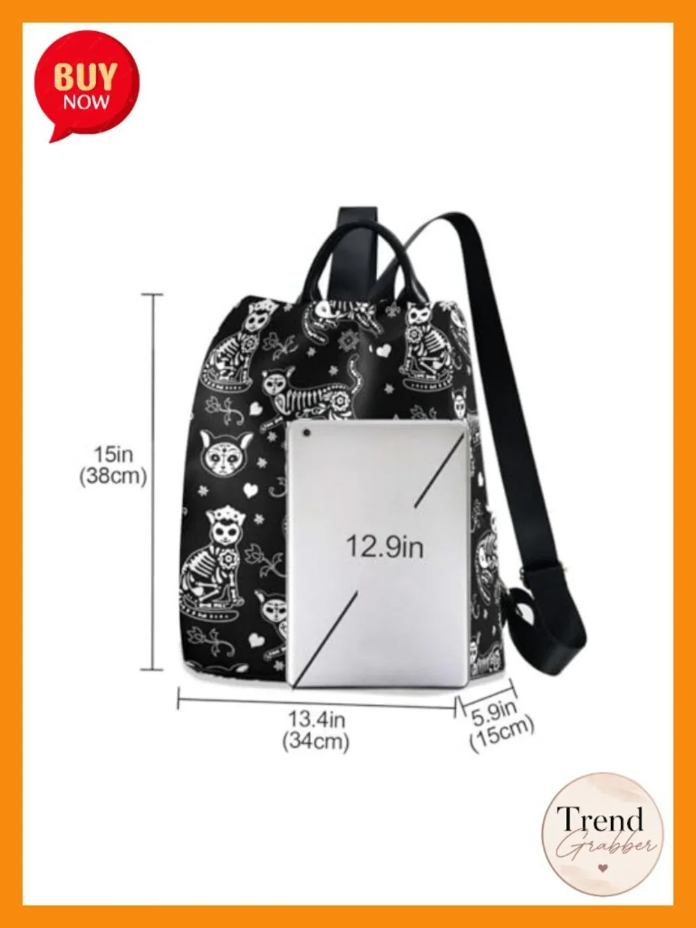 Women's Anti-theft Nylon Travel Backpack Purse with Cartoon Print, Lightweight